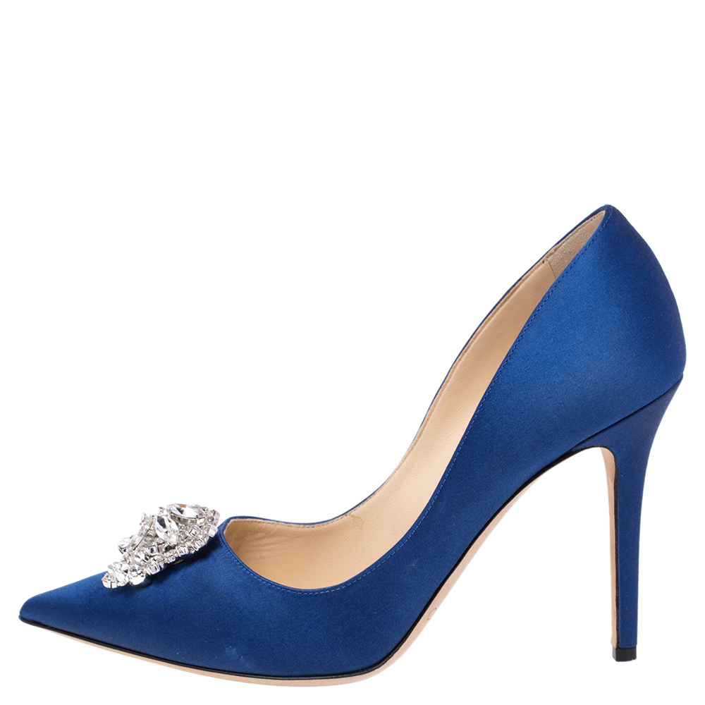 

Jimmy Choo Exclusive Collection Blue Satin Manda Pointed Toe Pumps Size