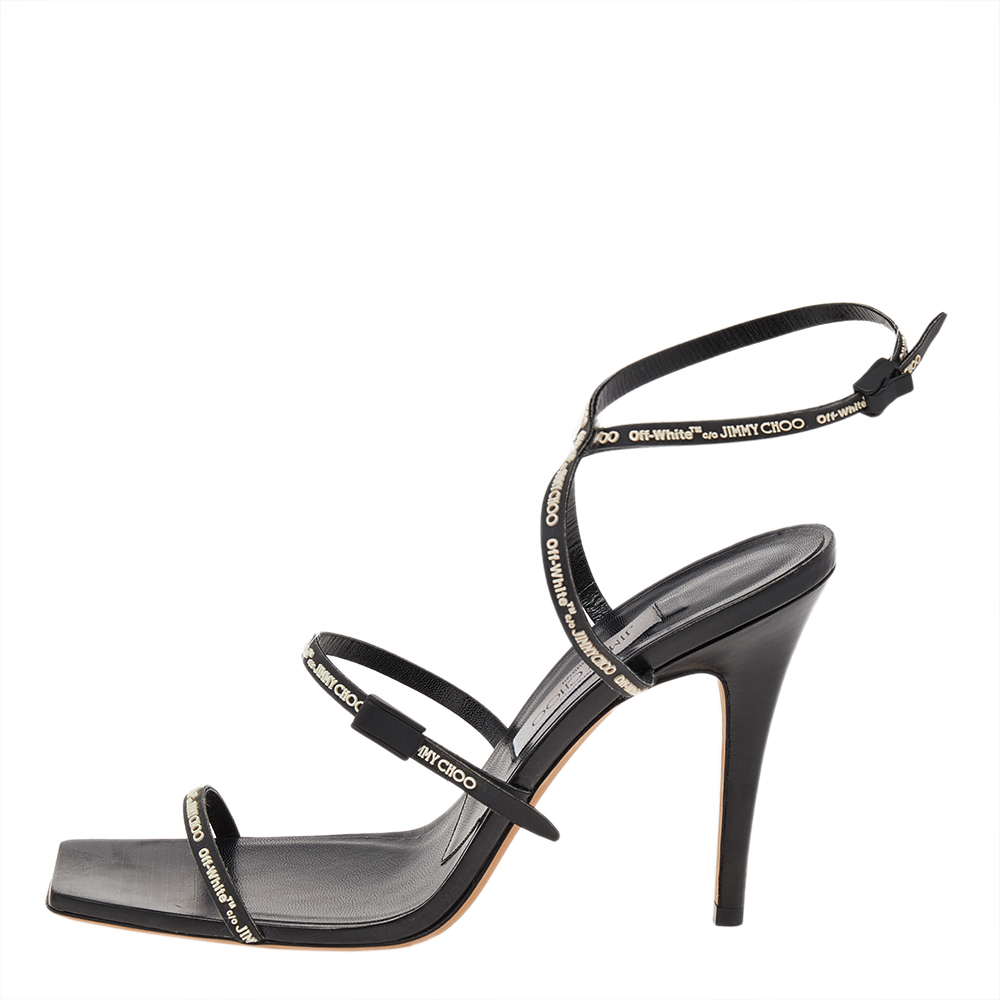 

Jimmy Choo X Off-White Black Rubber Jane Ankle Strap Sandals Size