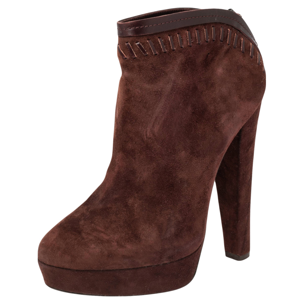

Jimmy Choo Burgundy Suede Back Zipper Ankle Boots Size