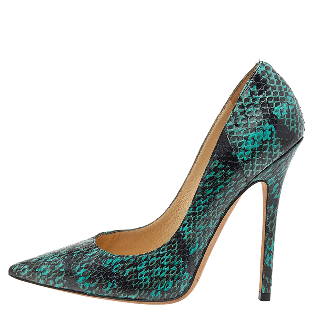 

Jimmy Choo Green Snakeskin Abel Pointed Pumps Size