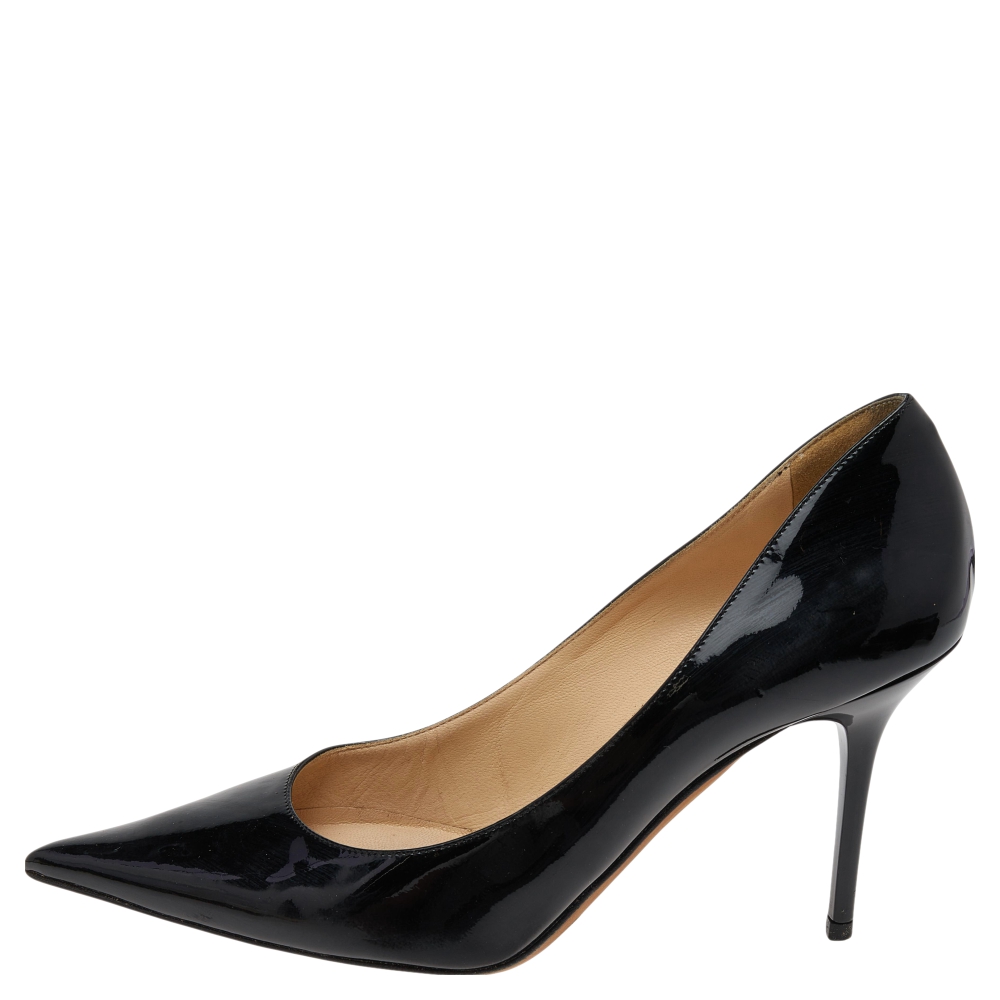 Jimmy Choo Black Patent Leather Romy Pointed Toe Pumps Size