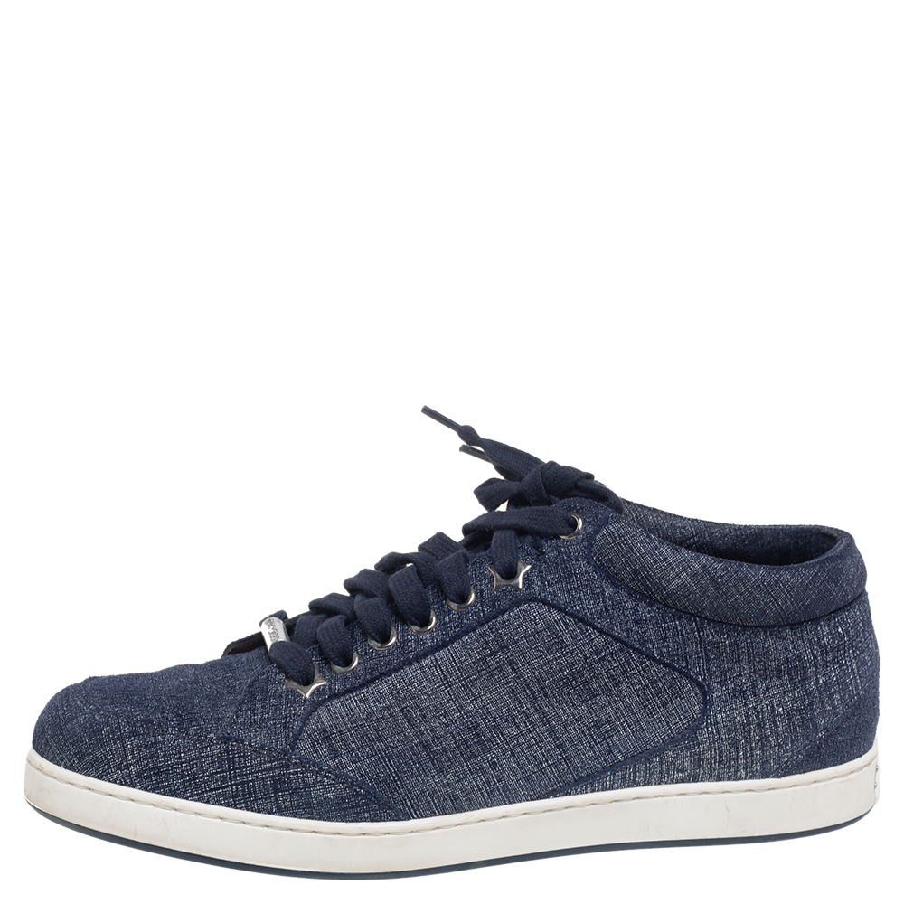 

Jimmy Choo Blue Denim Lace Up Miami Sneakers Size