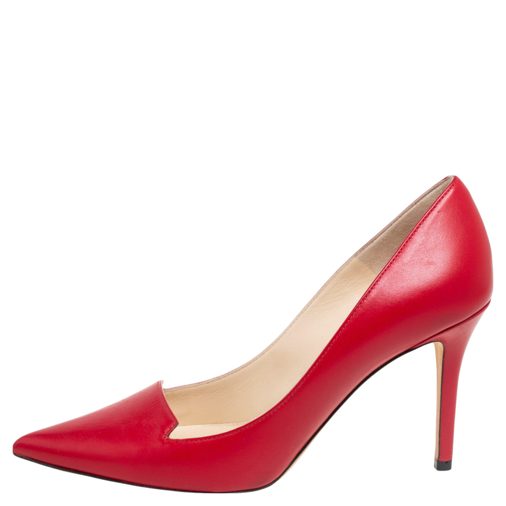 

Jimmy Choo Red Leather Avril Pointed Toe Pumps Size