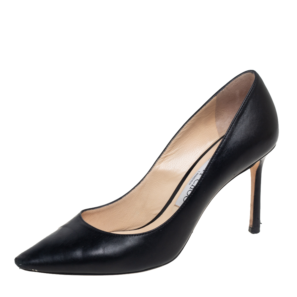 

Jimmy Choo Black Leather Romy Pointed Toe Pumps Size