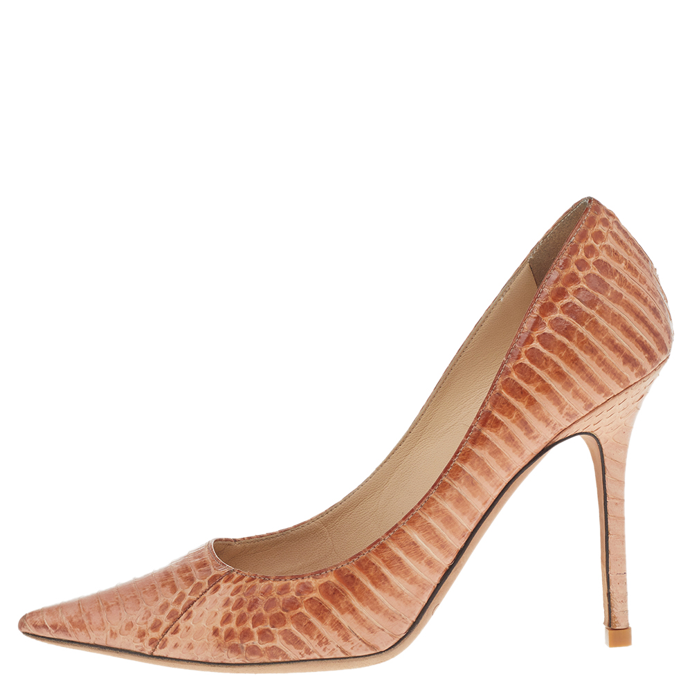 

Jimmy Choo Two Tone Python Leather Agnes Pointed Toe Pumps Size, Brown