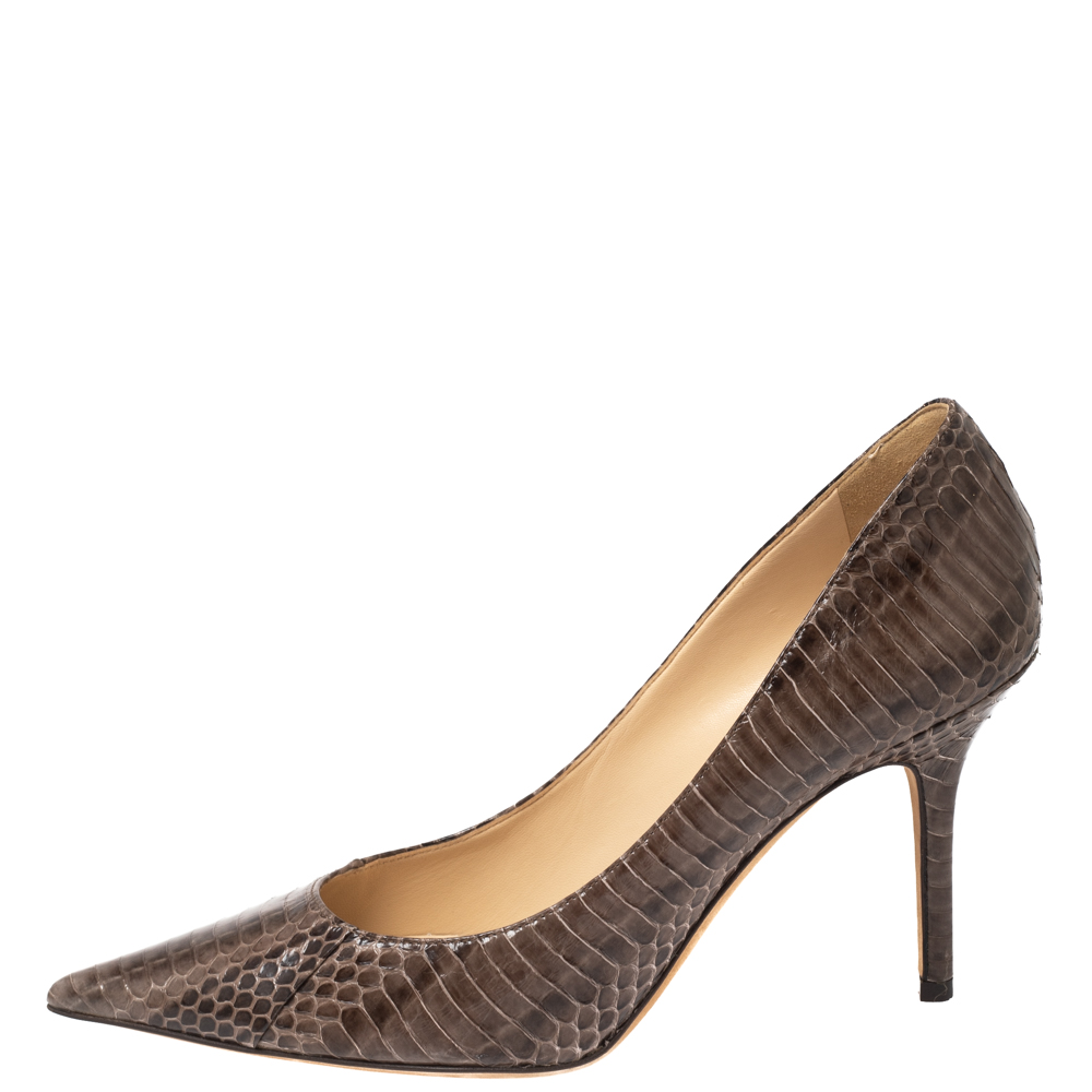 

Jimmy Choo Two Tone Python Leather Agnes Pointed Toe Pumps Size, Grey