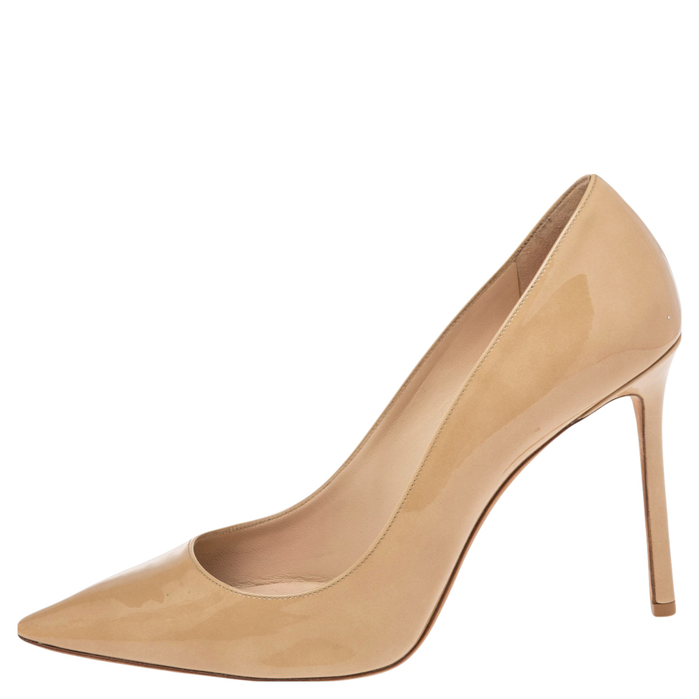 

Jimmy Choo Beige Patent Leather Romy Pumps Size