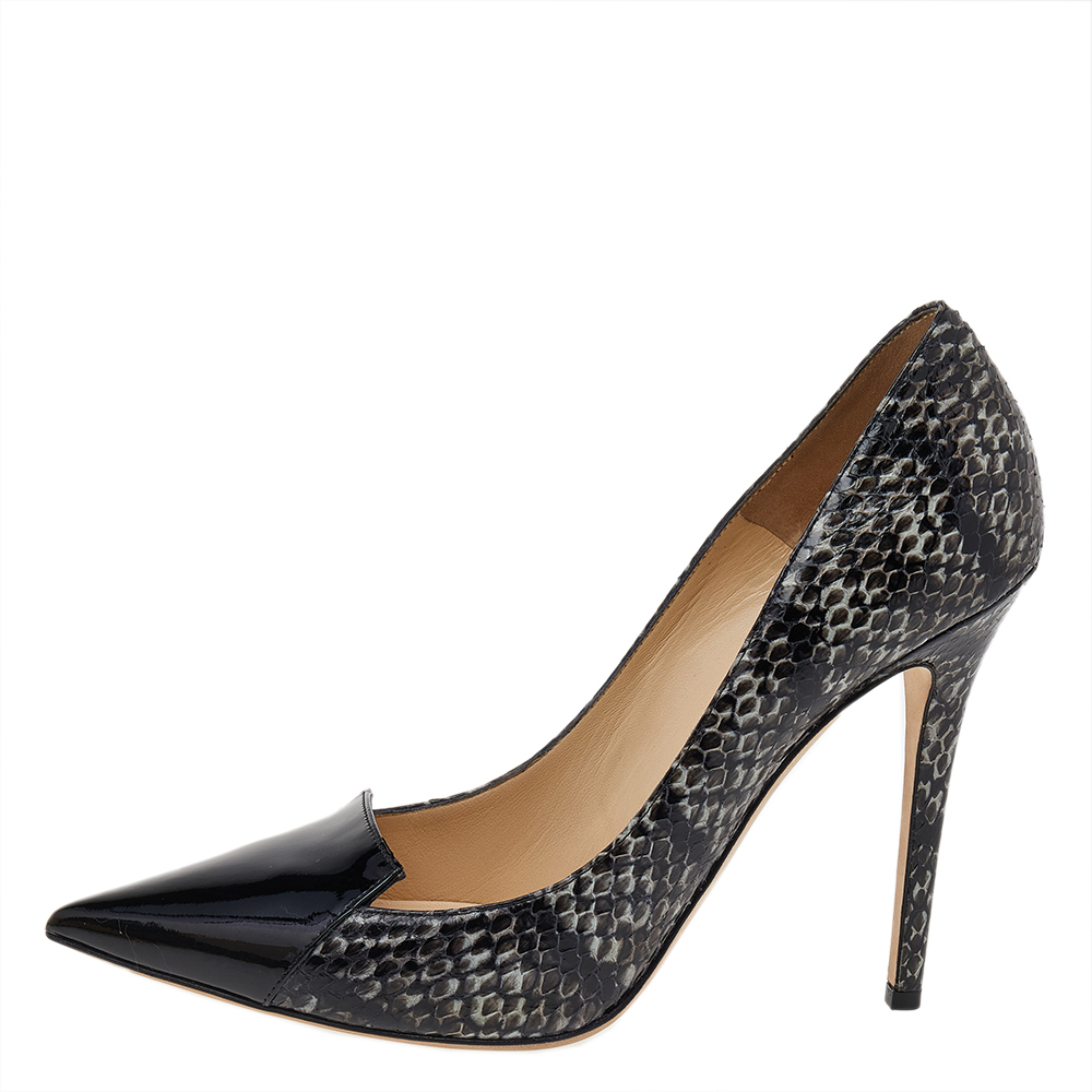 

Jimmy Choo Black Python Leather Pointed Toe Pumps Size