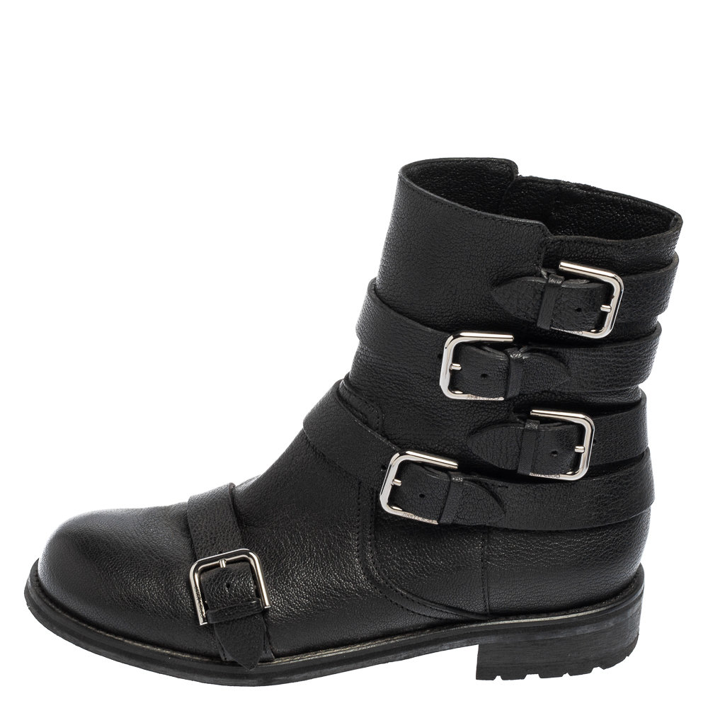 

Jimmy Choo Black Leather 'Dawson' Ankle Boots Size