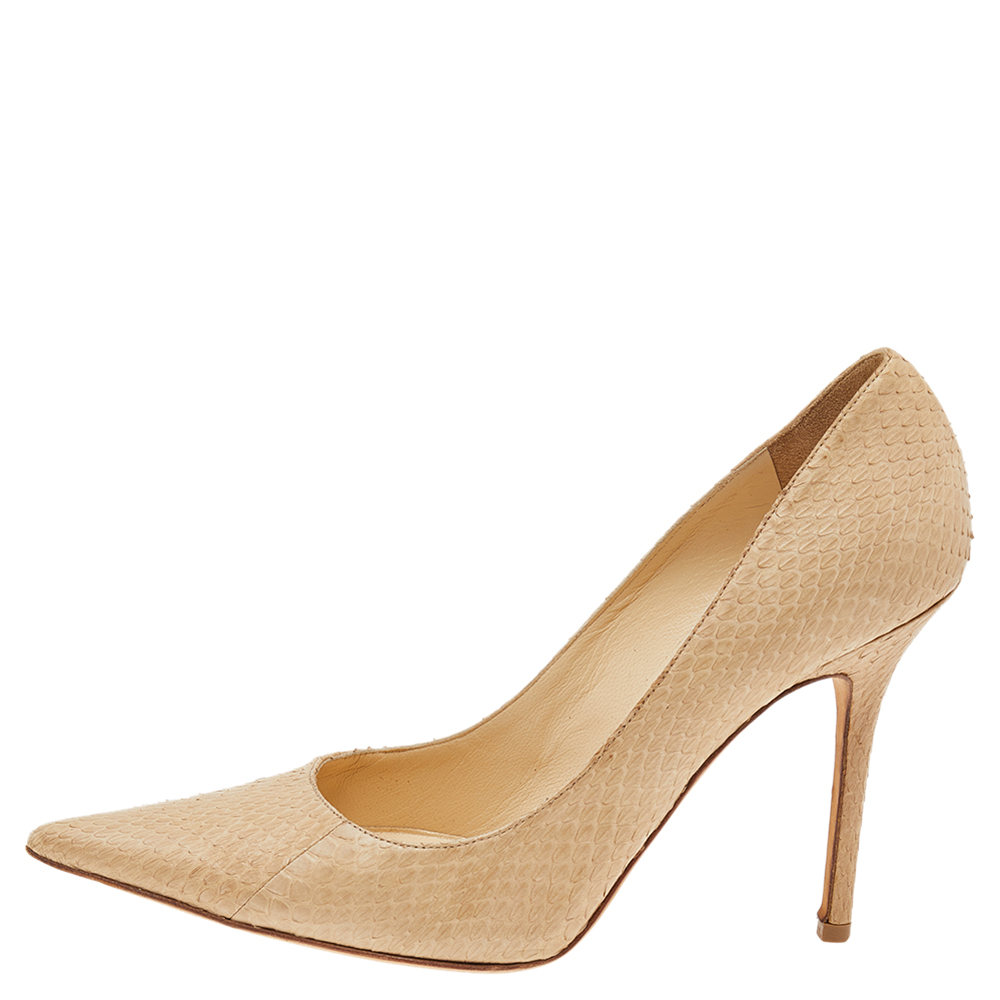 

Jimmy Choo Beige Python Leather Abel Pointed Toe Pumps Size