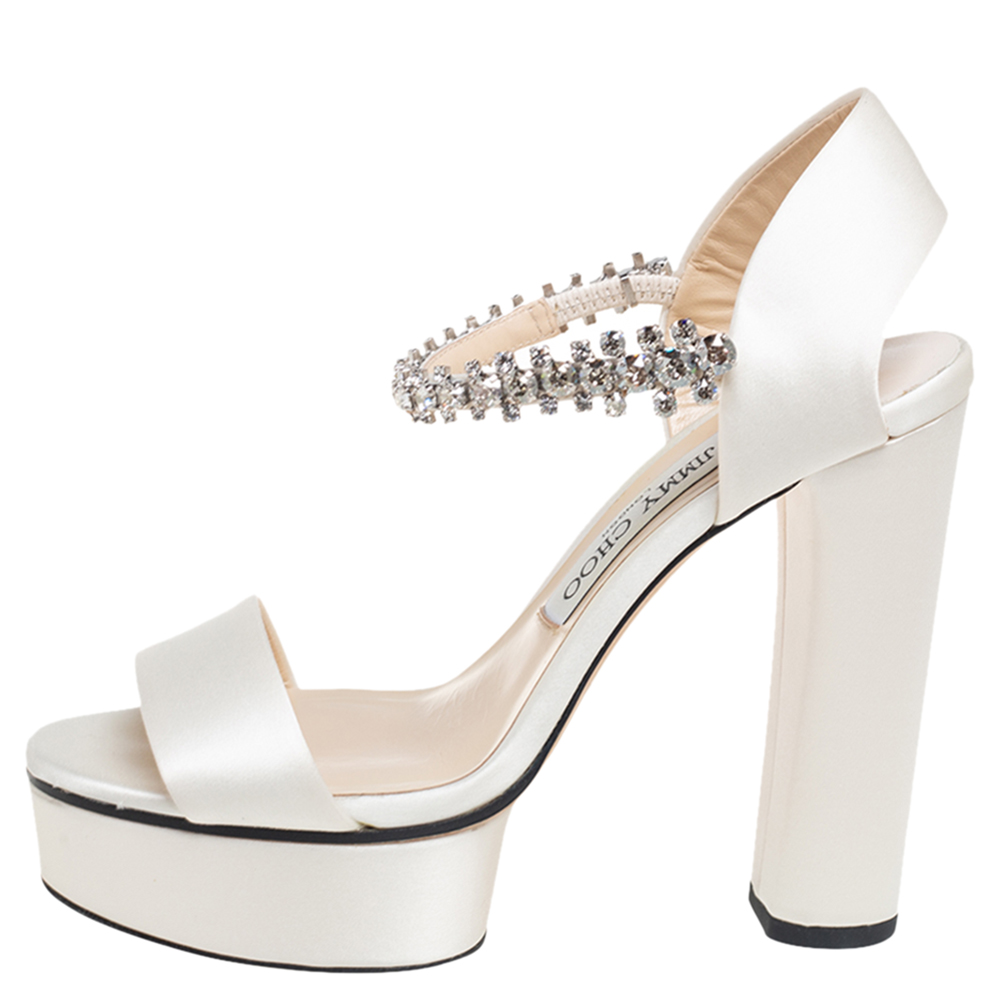 

Jimmy Choo Ivory White Santina Platform Sandals Size