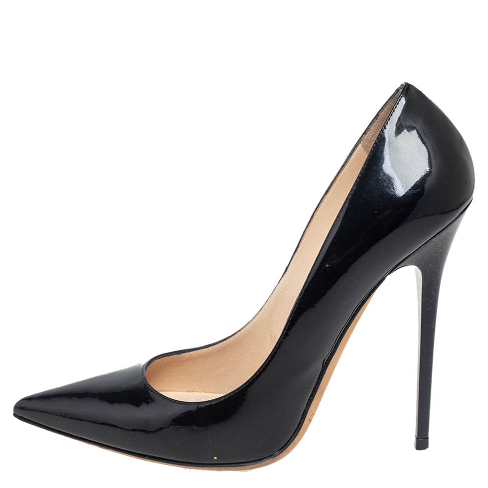 

Jimmy Choo Black Patent Leather Anouk Pointed Toe Pumps Size