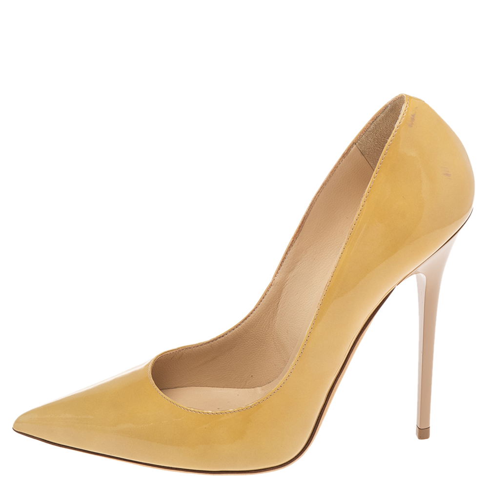 

Jimmy Choo Beige Patent Leather Romy Pumps Size