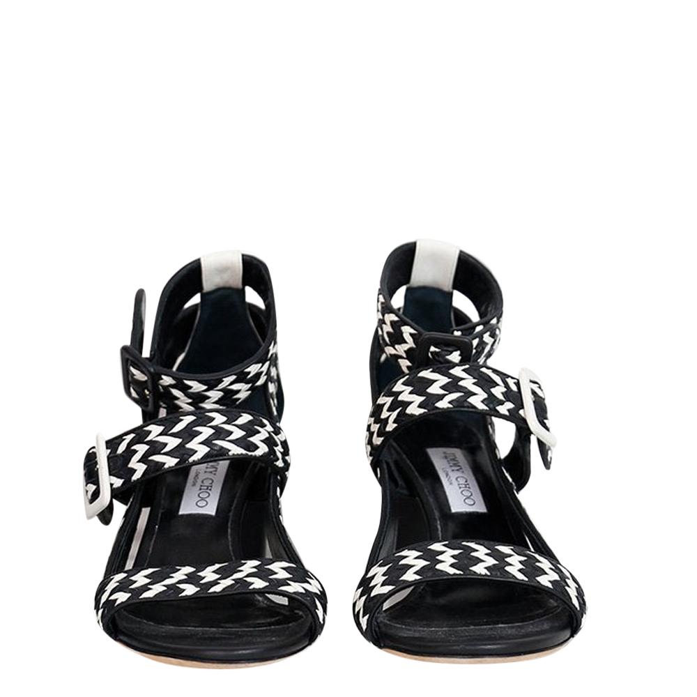 

Jimmy Choo Black/White Leather Maya 65 Sandals Size IT