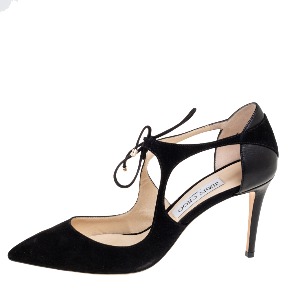 

Jimmy Choo Black Suede Vanessa Pointed-Toe Cut-Out Pumps Size