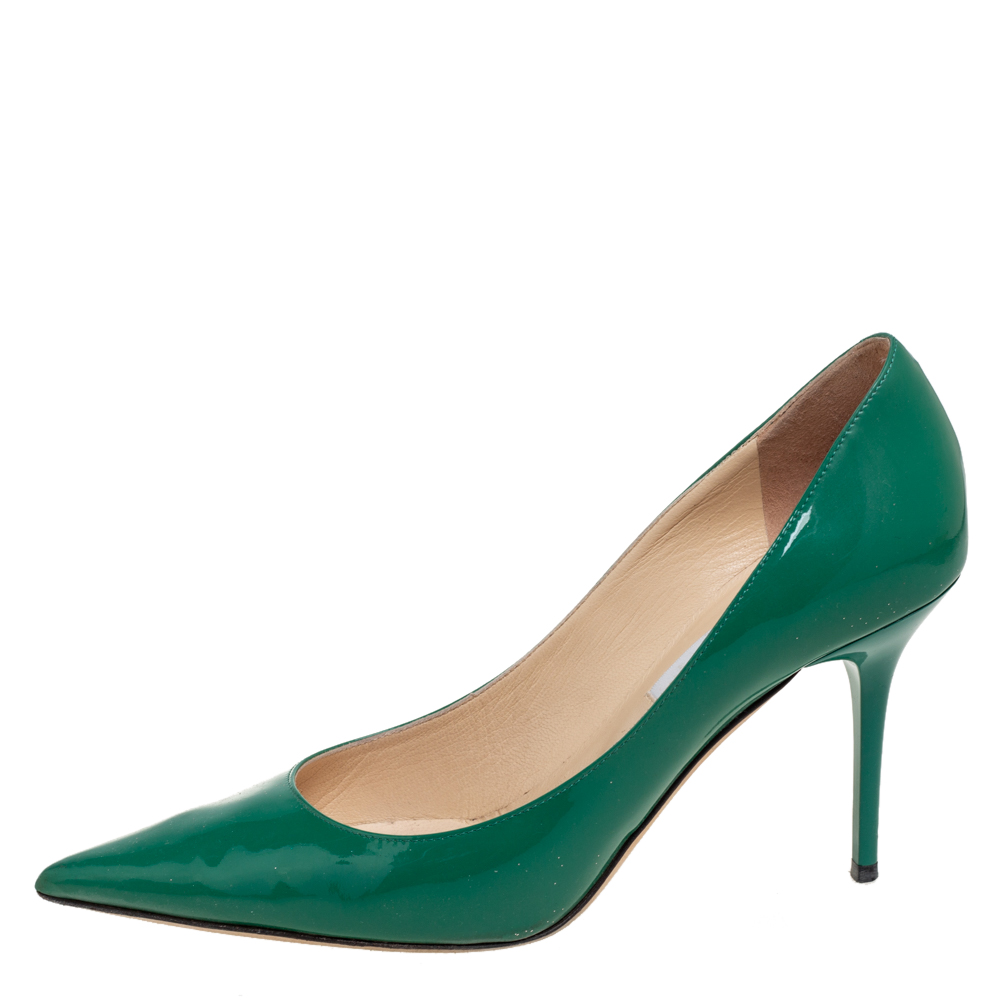 

Jimmy Choo Green Patent Leather Abel Pointed Toe Pumps Size