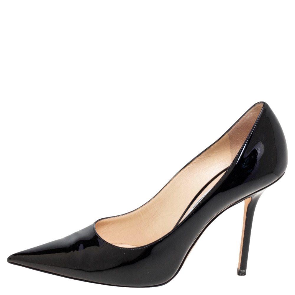 

Jimmy Choo Black Patent Leather Love Pointed-Toe Pumps Size