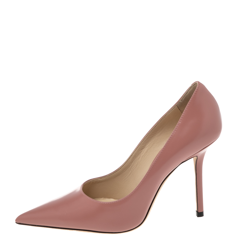 

Jimmy Choo Blush Pink Elaphe Leather Abel Pointed Toe Pumps Size