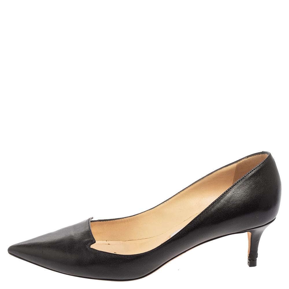 

Jimmy Choo Black Leather Allure Kitten Heel Pointed Toe Pumps Size