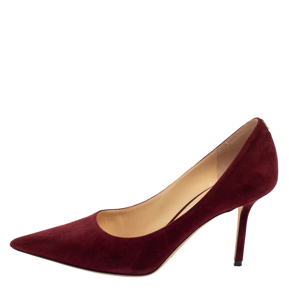 

Jimmy Choo Burgundy Suede Abel Pointed-Toe Pumps Size