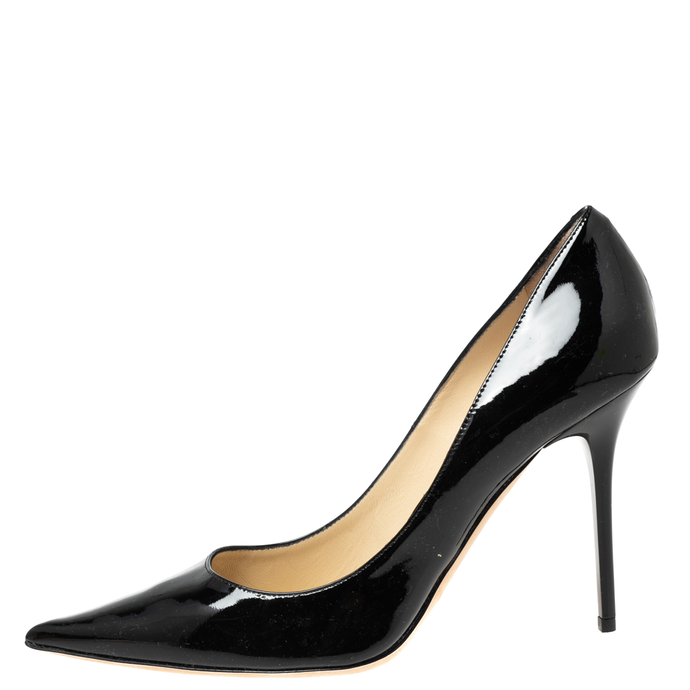 

Jimmy Choo Black Patent Leather Abel Pointed-Toe Pumps Size