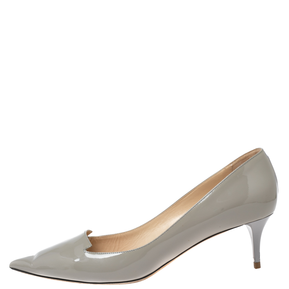 

Jimmy Choo Grey Patent Leather Avril Pointed Toe Pumps Size