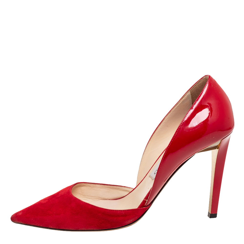 

Jimmy Choo Red Patent Leather And Suede Darylin Pumps Size