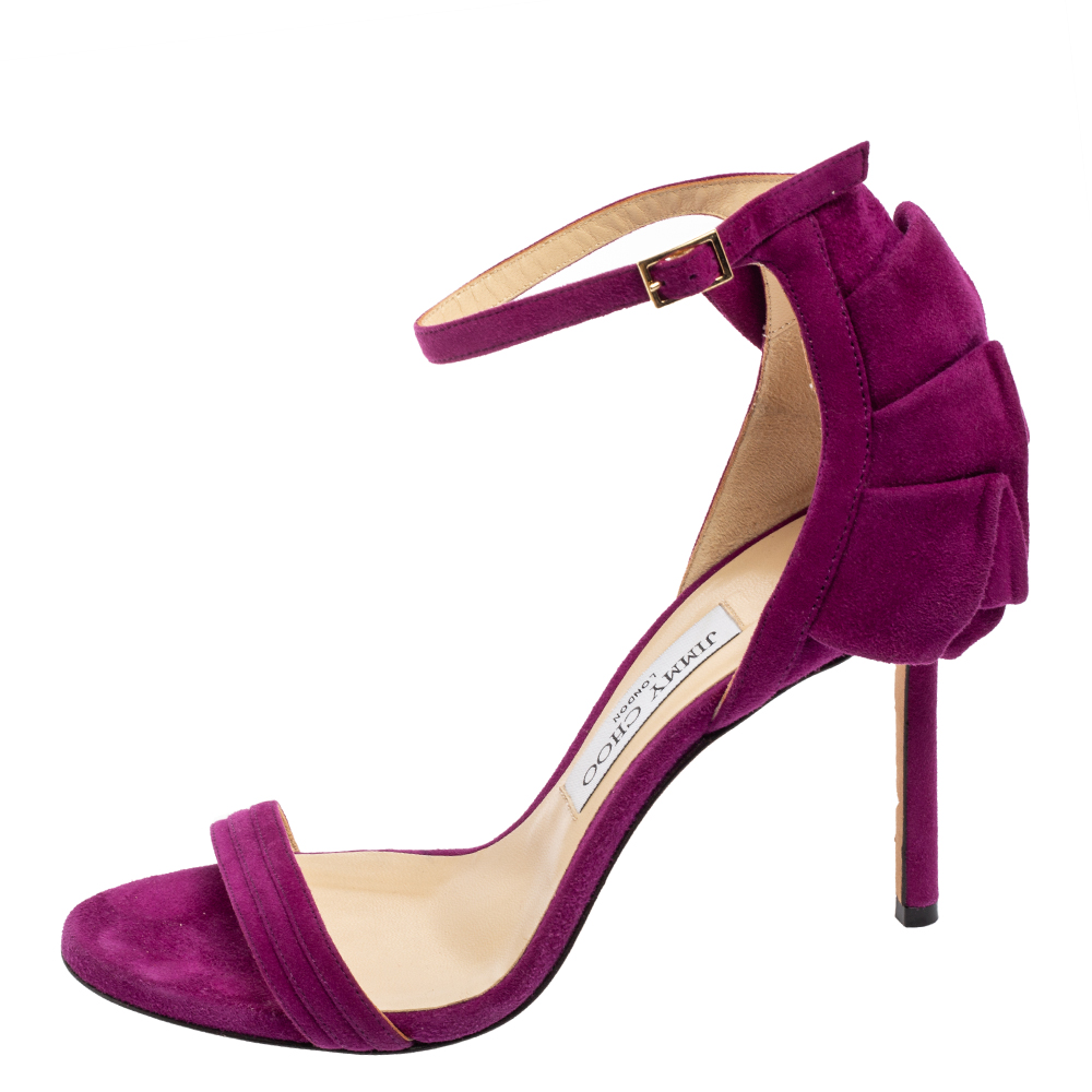 

Jimmy Choo Lollipop Purple Suede Kerry Ankle-Strap Sandals Size