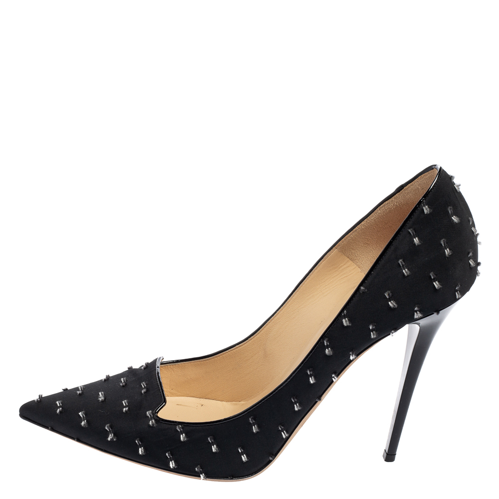 

Jimmy Choo Black Fabric Pointed-Toe Pumps Size