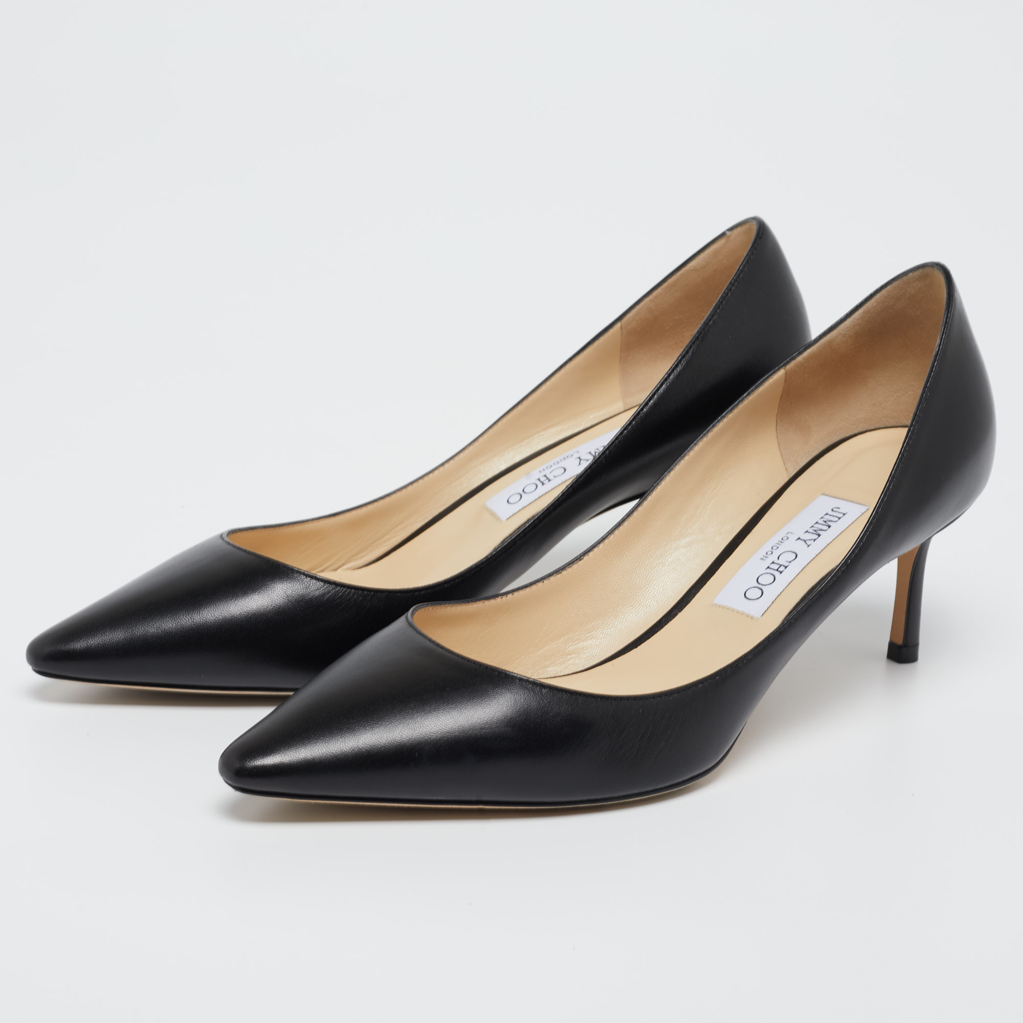 

Jimmy Choo Black Leather Romy Pointed Toe Pumps Size