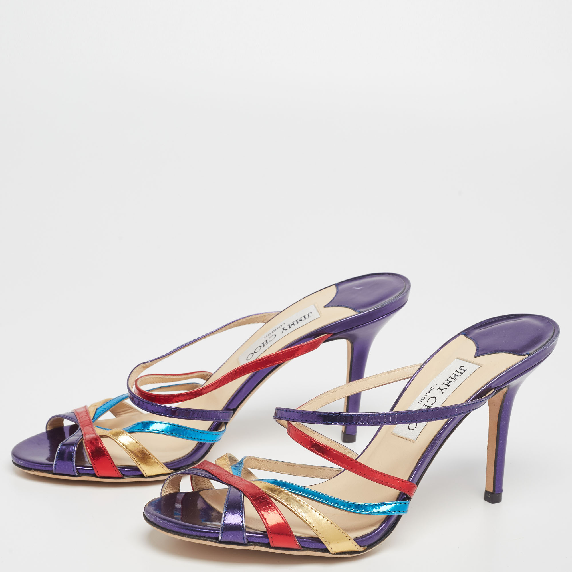 

Jimmy Choo Multicolor Leather Strappy Sandals Size