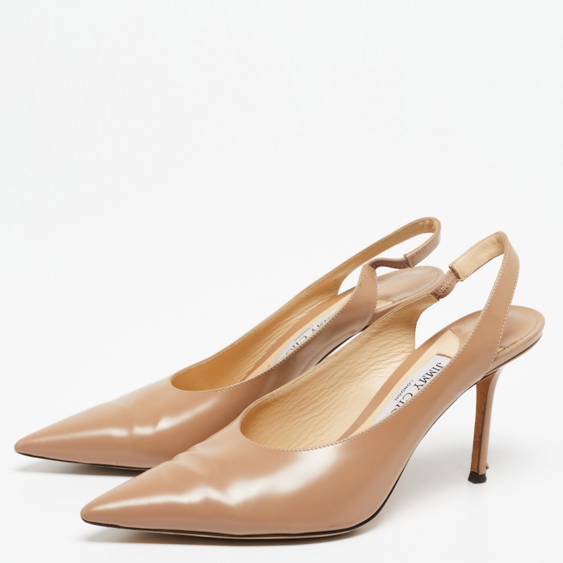 

Jimmy Choo Beige Leather Tilly Slingback Pumps Size