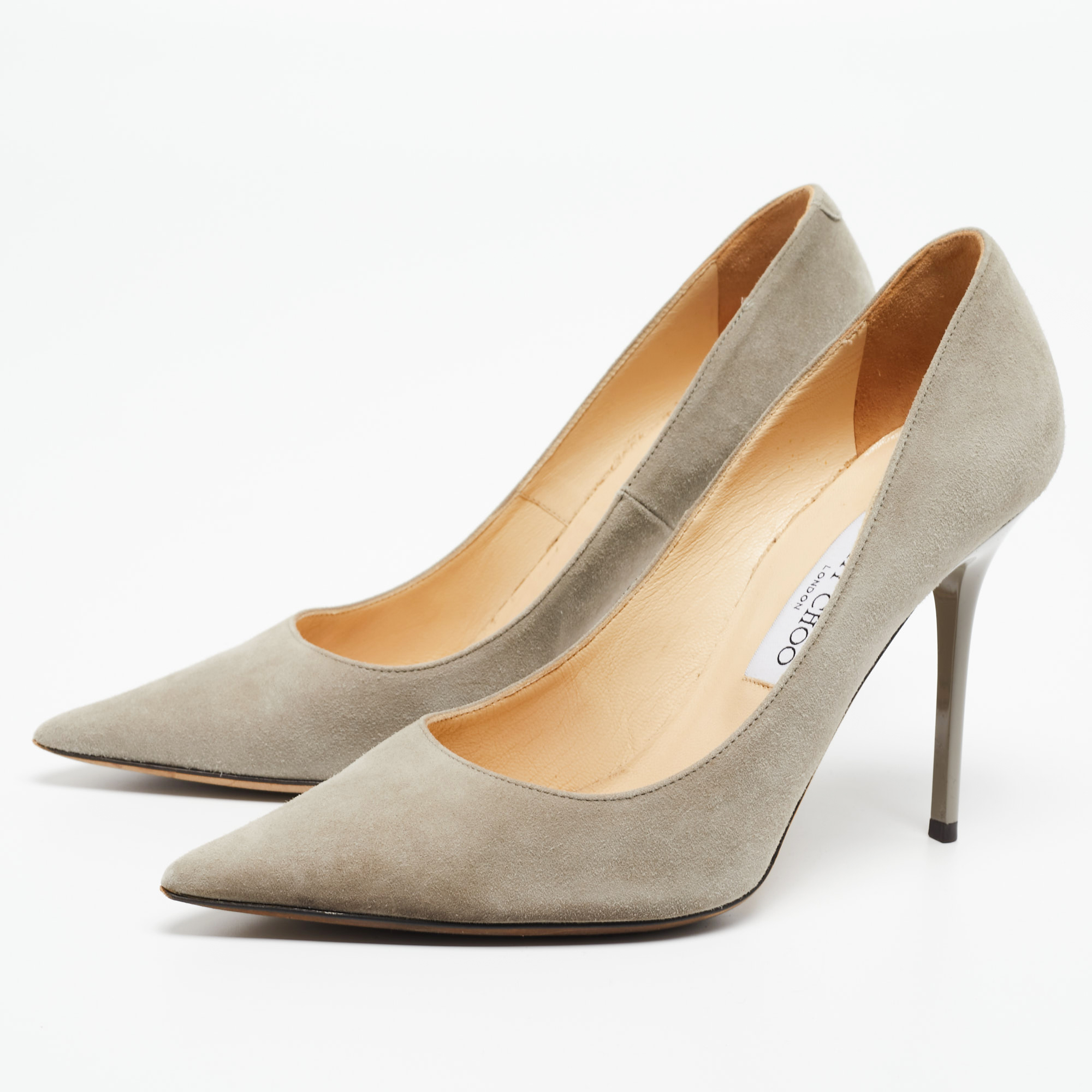 

Jimmy Choo Grey Suede Agnes Pumps Size