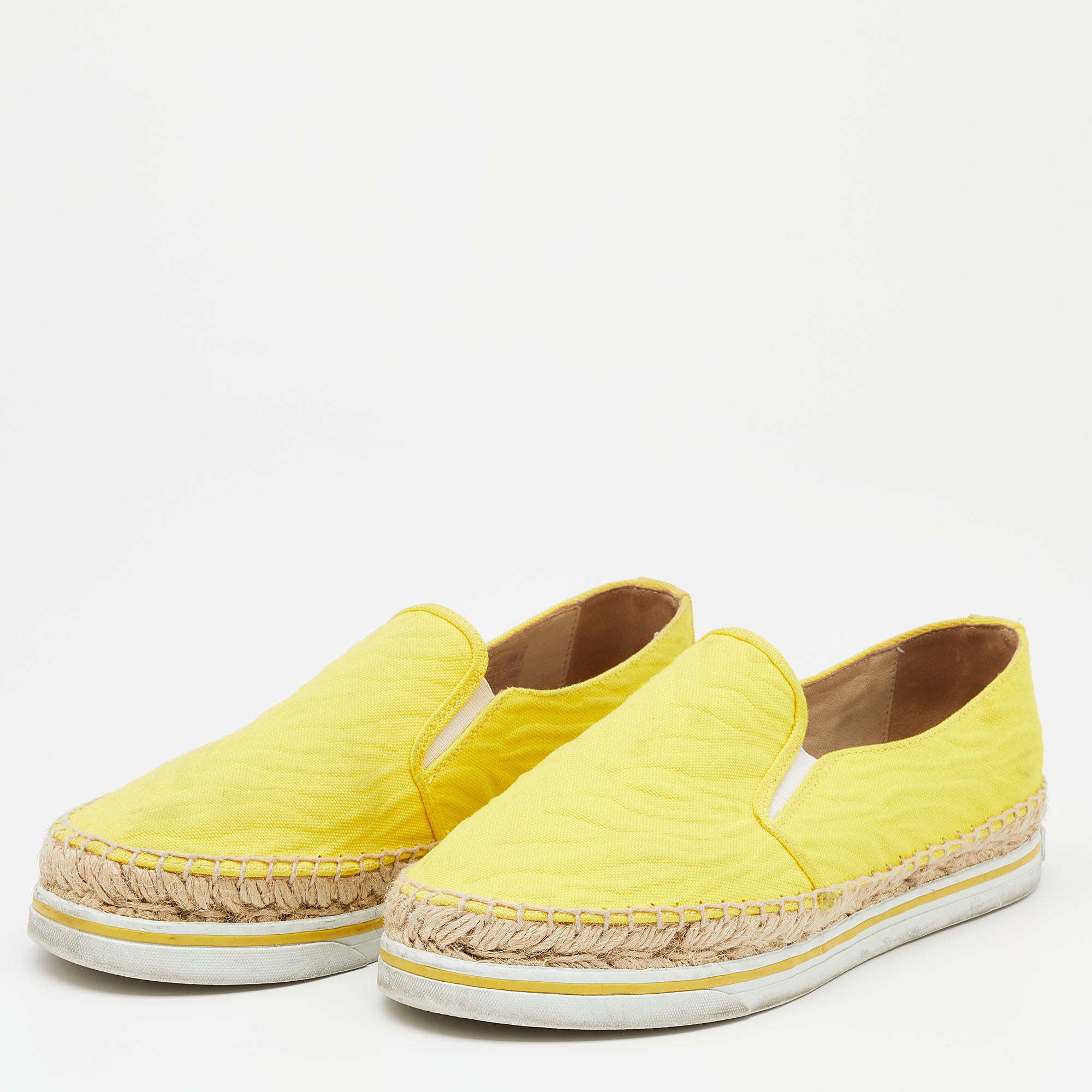 

Jimmy Choo Yellow Canvas Dawn Slip On Espadrille Sneakers Size
