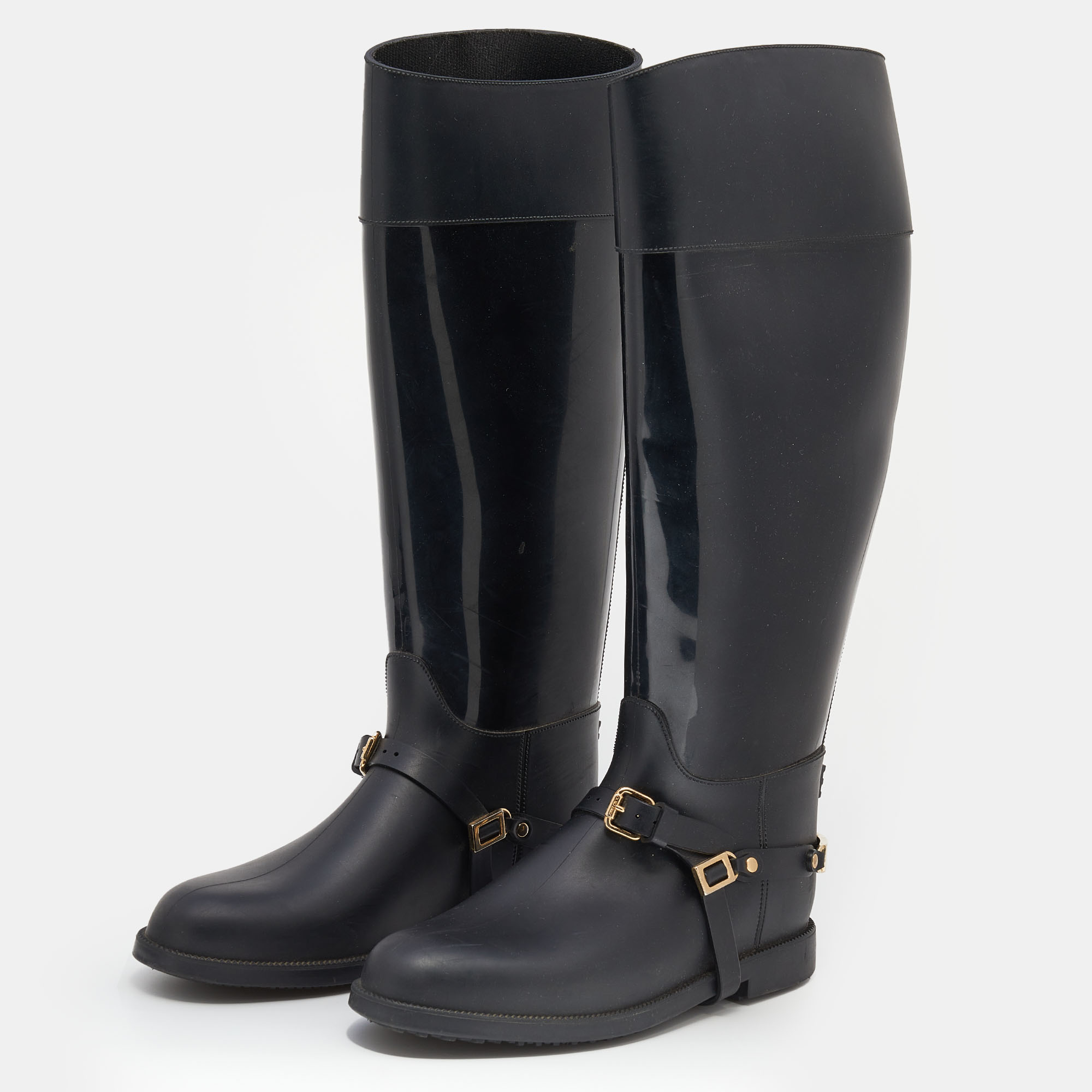 

Jimmy Choo Black Rubber Rain Boots Size