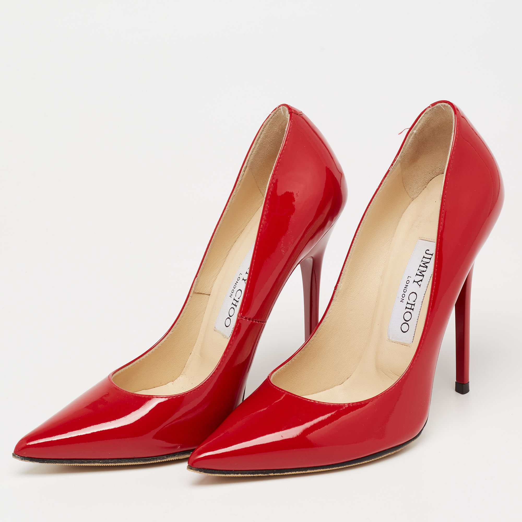 

Jimmy Choo Red Patent Leather Anouk Pumps Size