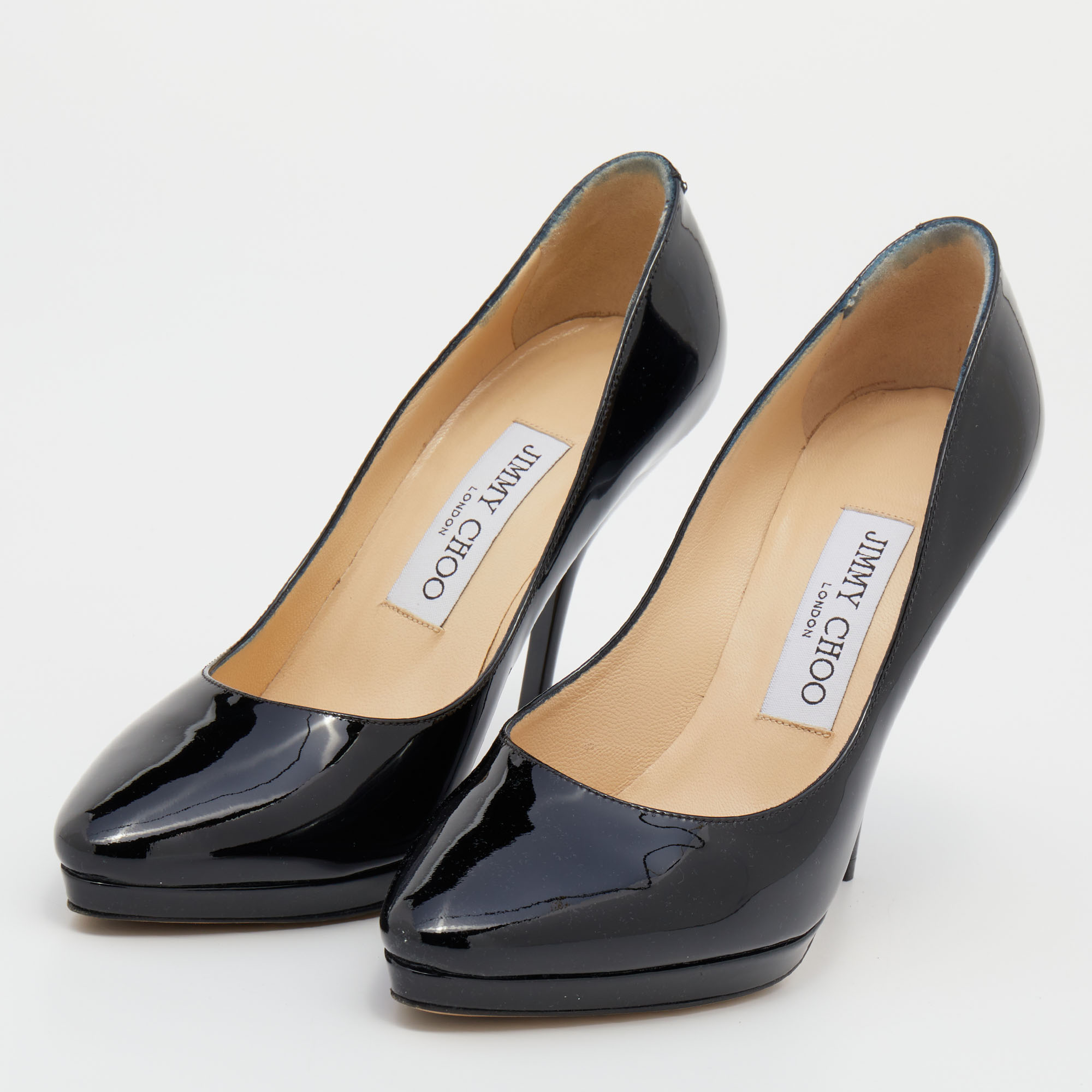 Jimmy Choo Black Patent Leather Anouk Pointed Toe Pumps Size