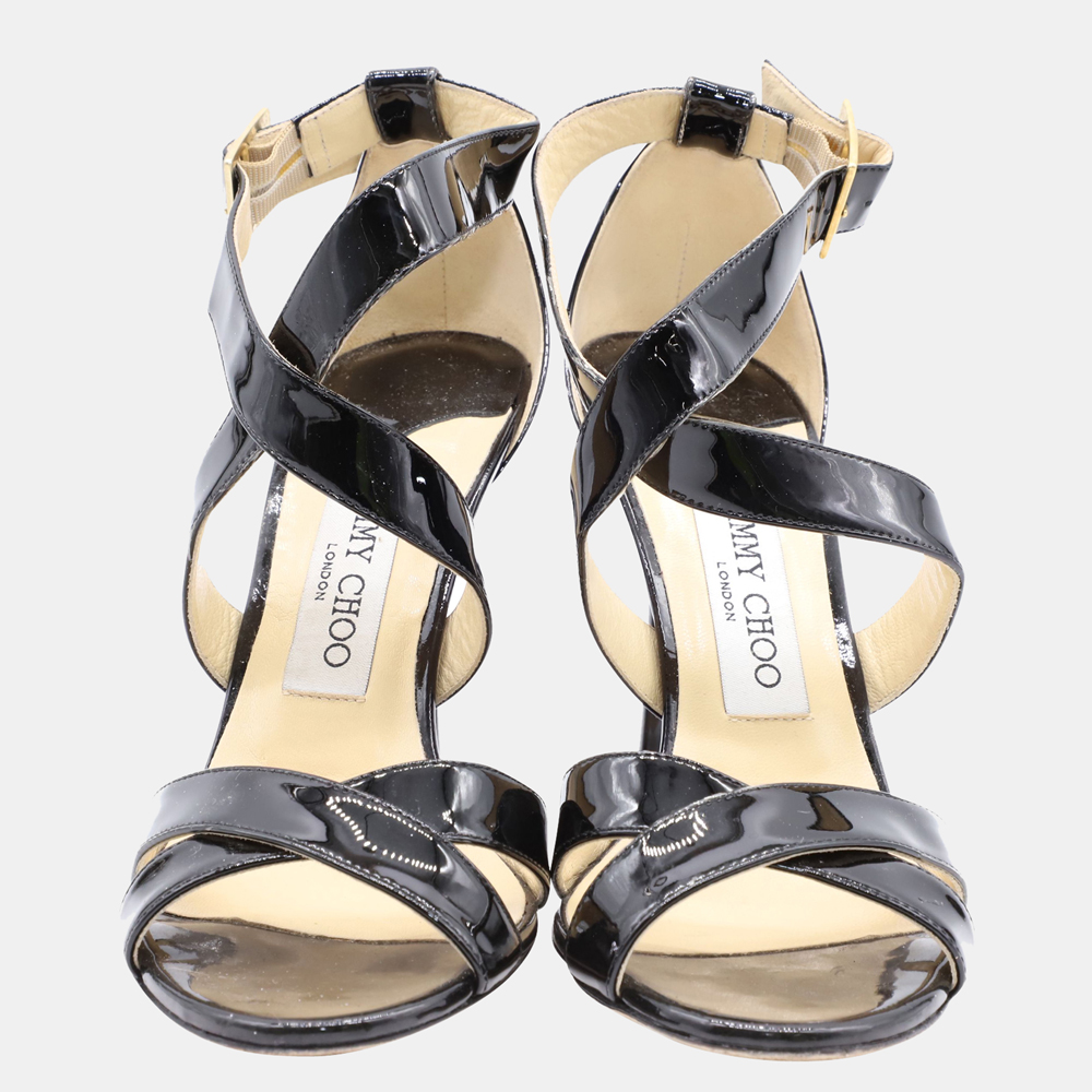 

Jimmy Choo Black Patent Leather Lottie Sandals Size EU