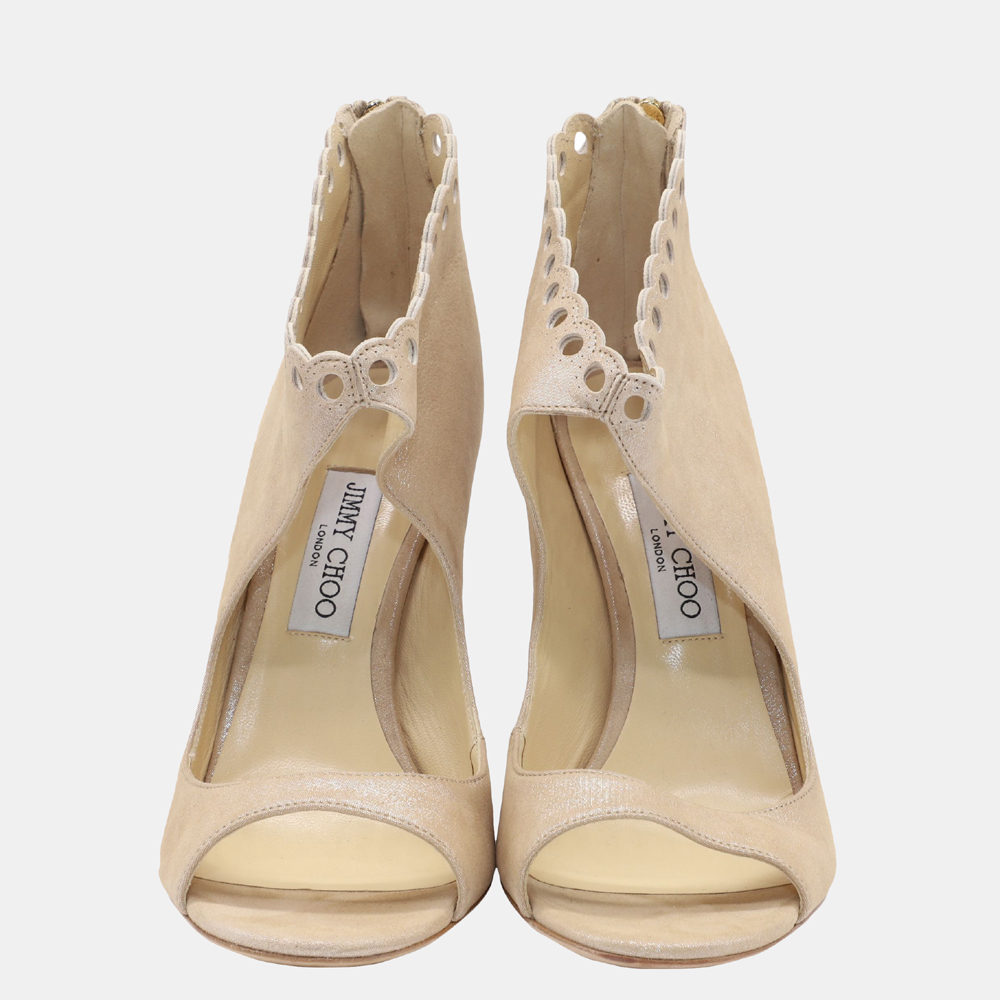 

Jimmy Choo Beige Metallic Leather Blythe 110 Pumps EU