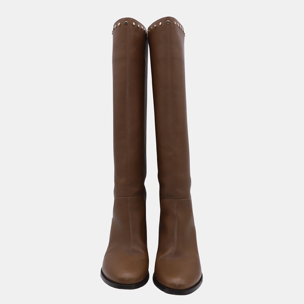 

Jimmy Choo Brown Leather Monroe 65 Knee High Boots Size EU