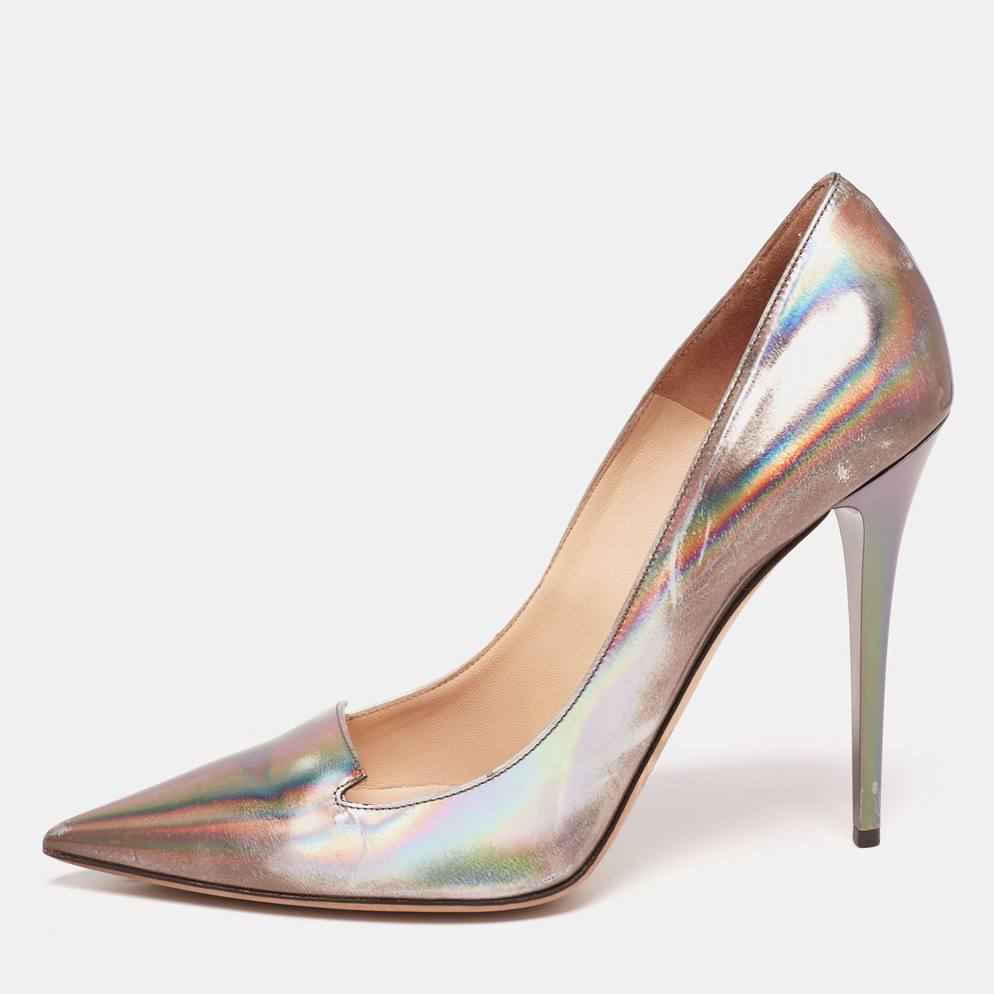 

Jimmy Choo Multicolor Iridescent Leather Avril Pointed Toe Pumps Size