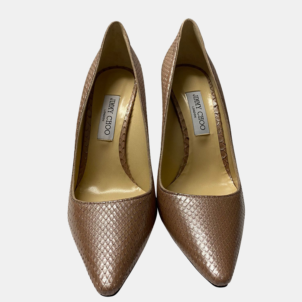

Jimmy Choo Beige Python Leather Romy Pumps Size EU