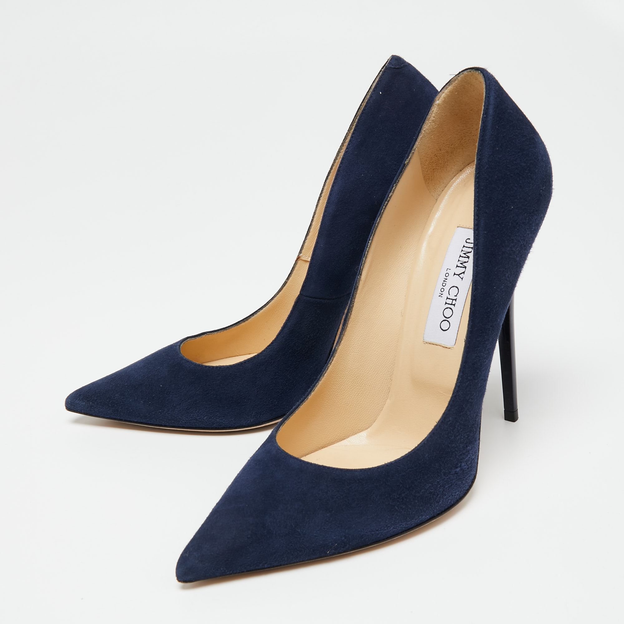 

Jimmy Choo Blue Suede Abel Pointed Toe Pumps Size