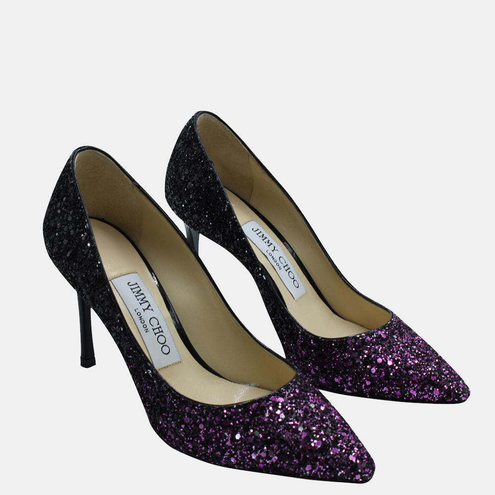 

Jimmy Choo Purple Glitter Romy Pointed Toe Pumps Size EU