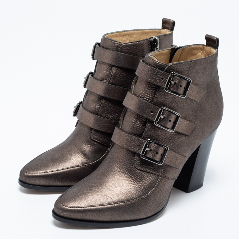 

Jimmy Choo Metallic Leather Ankle Boots Size