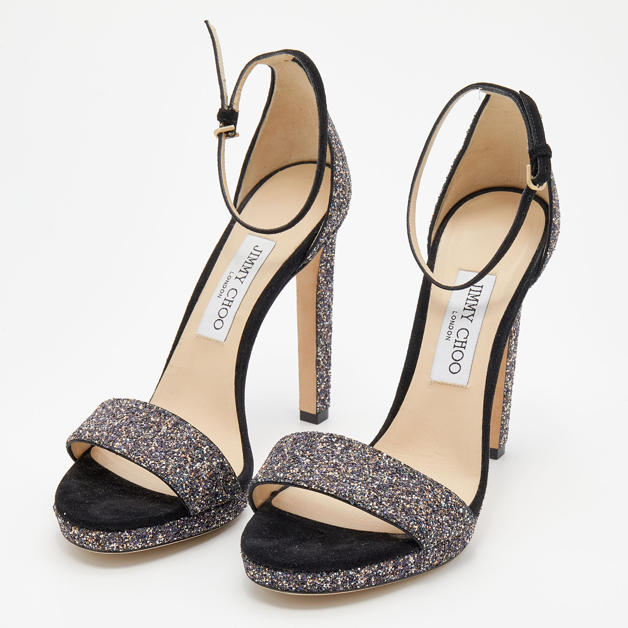 

Jimmy Choo Multicolor Glitter Misty Ankle Strap Sandals Size