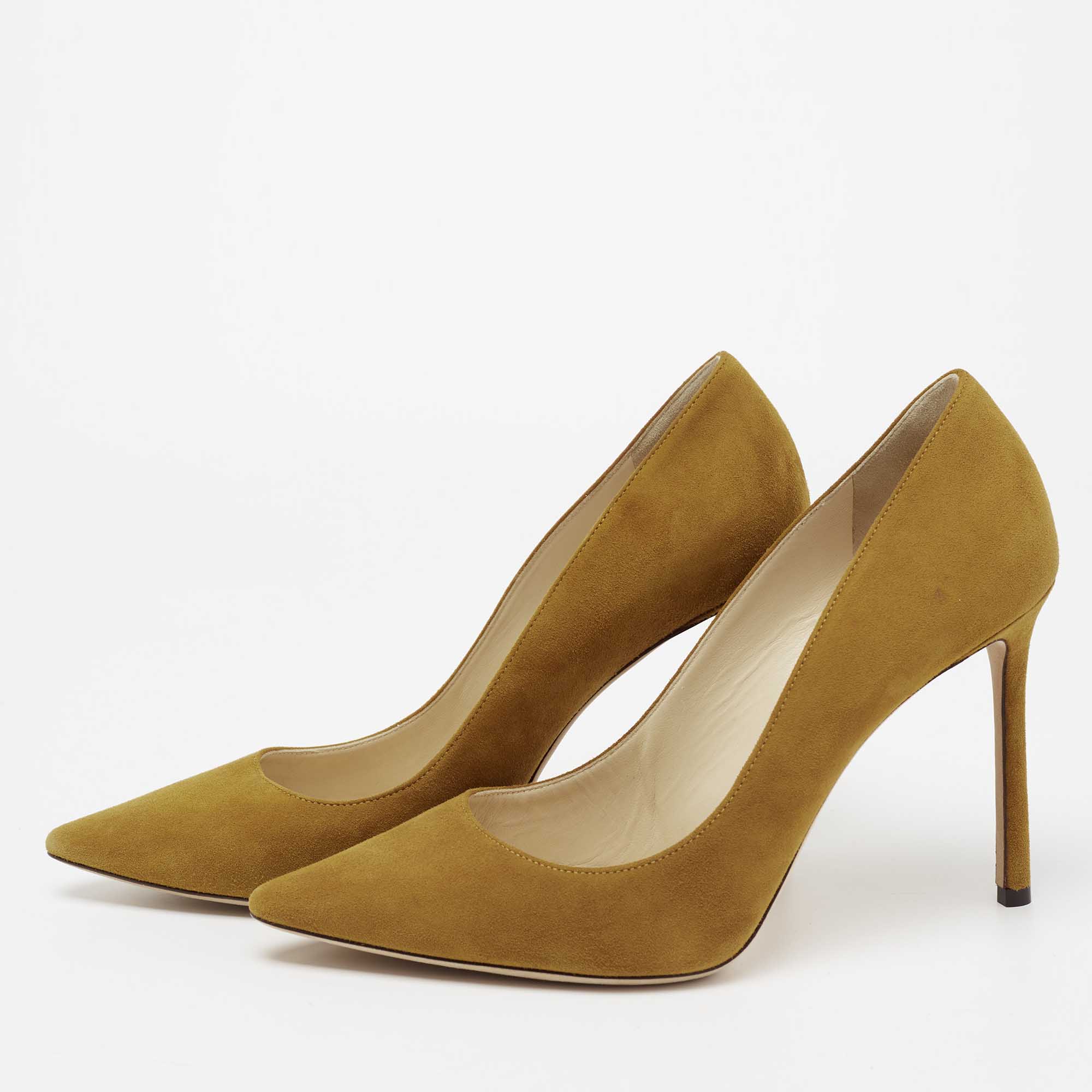 

Jimmy Choo Yellow Suede Romy Pumps Size