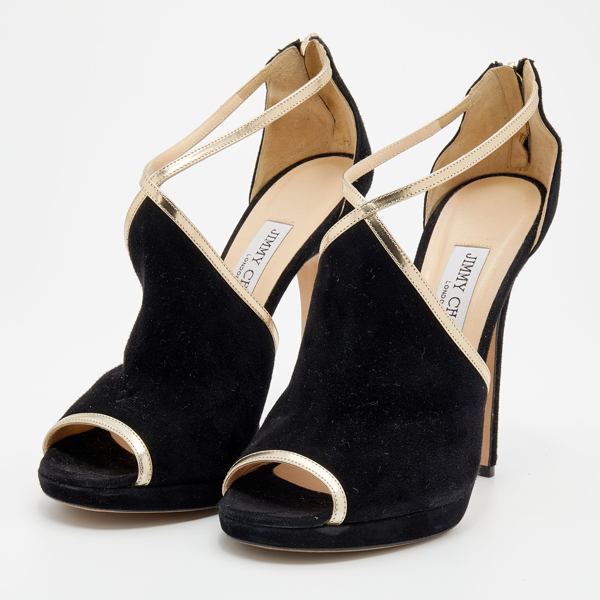 

Jimmy Choo Black Suede Fey Back Ankle Strap Sandals Size