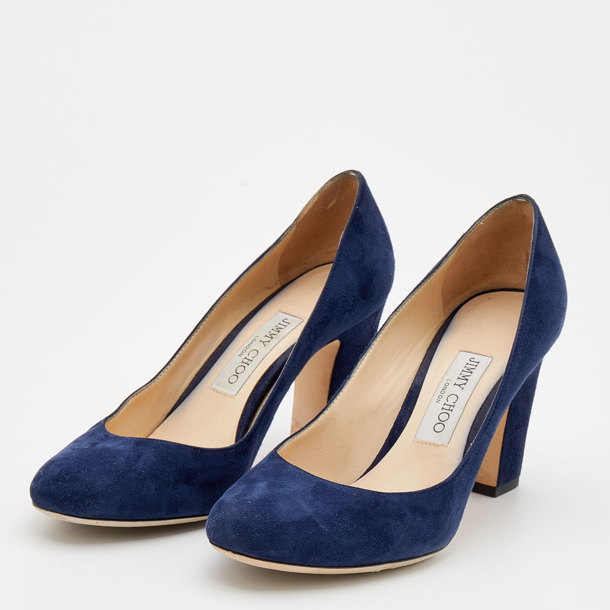 Jimmy Choo Navy Suede Georgia Round Toe Pumps Size, Blue