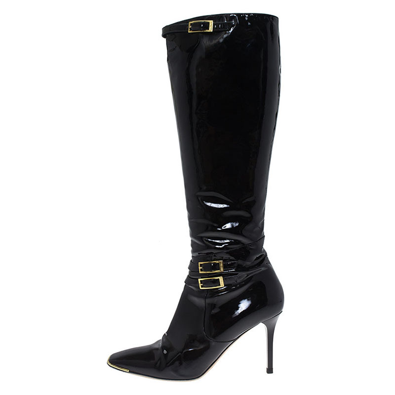 

Jimmy Choo Black Patent Leather Sheila Knee Boots Size